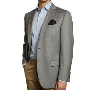 JOSEPH & FEISS Mens Blazer Sport Coat 2-Button Classic Fit Jacket 50L Gray Wool